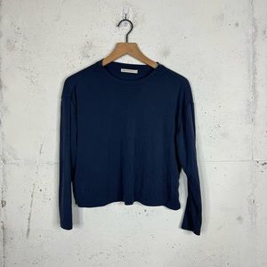Marine Layer Respun Navy Blue Ribbed Knit Long Sleeve Top Size XS